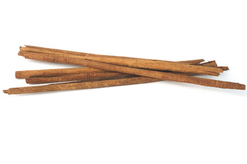 Close-Up of Whole Cinnamon Sticks Isolated on a White Background