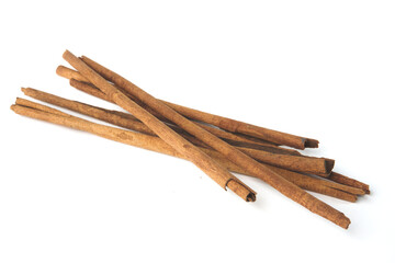 Close-Up of Whole Cinnamon Sticks Isolated on a White Background