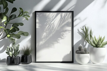 Empty frame with plants and shadows