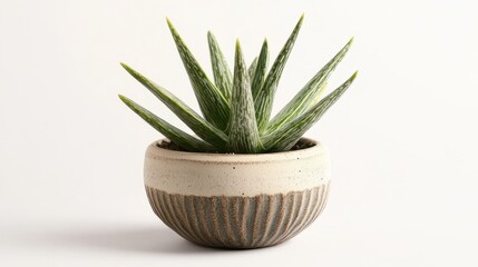 Isolated image of a home plant with decorative pot on a white surface, ideal for promoting plant care or indoor gardening products.