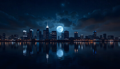 Fototapeta premium 3D model of city skyline highlighting energy conservation during Earth Hour