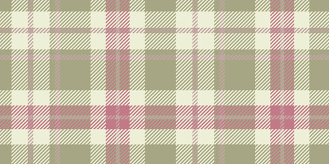 Seamless tartan pattern with intersecting lines in beige, light pink, and olive green, perfect for textiles and backgrounds.