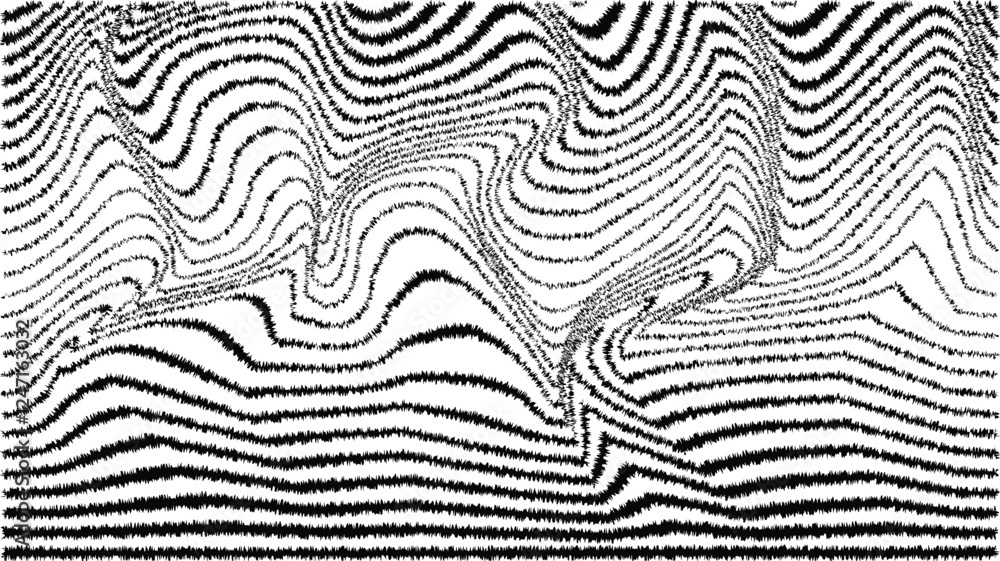 Poster glitch effect . distorted speed lines .abstract flow lines background . fluid wavy shape .rough edge