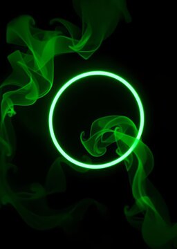 Neon green abstract circle with smoke on dark background bokeh green bokeh green abstract background light bright blur pattern