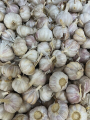 Heads of field garlic for sale in the supermarket