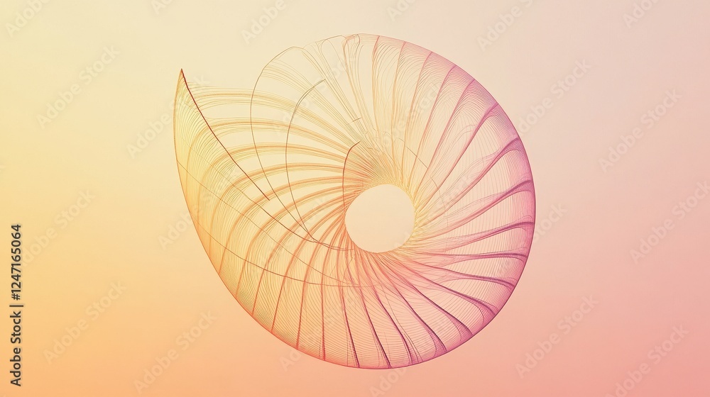 Poster abstract nautilus shell inspired line art design
