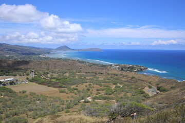 Aerial View of Diamond Head Crater Overlooking Honolulu, Hawaii