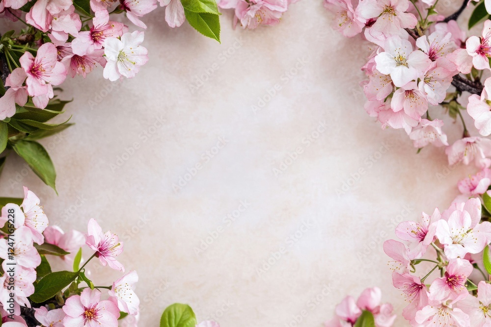 Leinwandbilder floral arrangement with pink blossoms creating an elegant frame suitable for text or design projects
