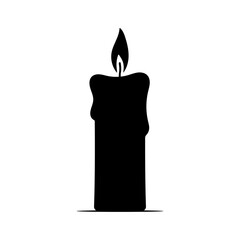 Candle icon. Black silhouette. Vertical front side view. Vector simple flat graphic illustration. Isolated object on white background. Isolate.