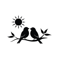two birds on a branch Love Bird Vector 