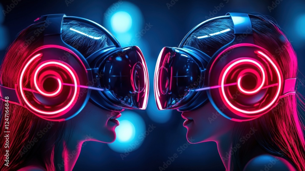 Aufkleber virtual reality experience futuristic setting digital art high-tech environment intimate viewpoint c