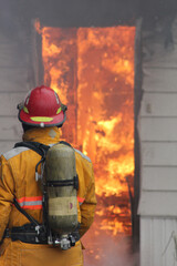 Volunteer Firefighters Training On Live Structure Fire in Saskatchewan