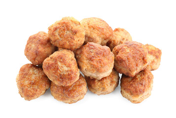 Group of tasty cooked meatballs isolated on white