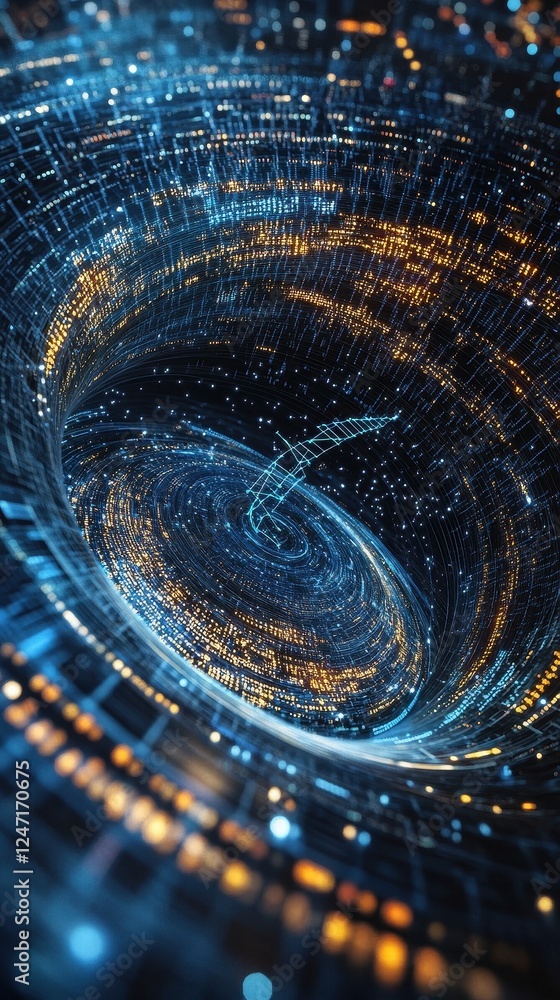 Aufkleber abstract swirling digital data vortex visualization
