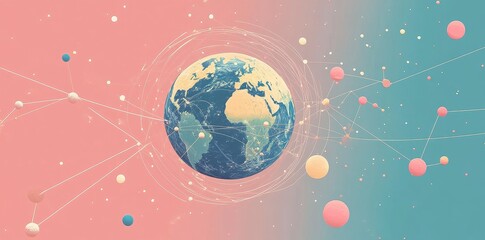 Naklejka premium Global Network Connections Illustrating Worldwide Interconnectivity