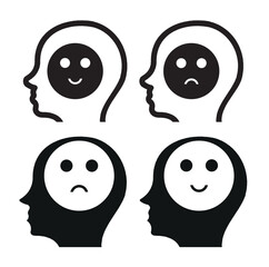 holding head with sad and happy face,mental health concept vector