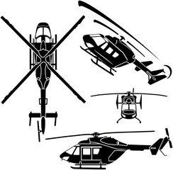 Medium size helicopter vector set