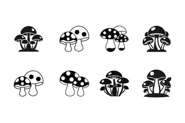 Collection of Mushroom Vector Illustrations Food Outline