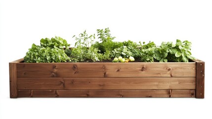 Isolated image of a raised garden bed on a white background, perfect for promoting home gardening solutions.