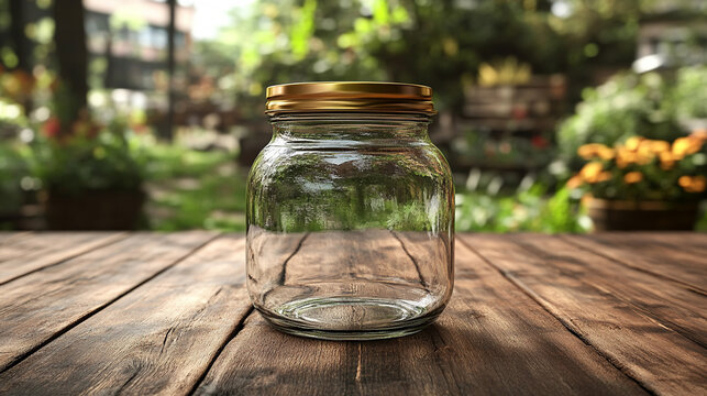 A clear glass jar with a golden lid, symbolizing purity and value, placed against an elegant, minimalist background. The simplicity of the scene conveys clarity and potential, with space for captionin
