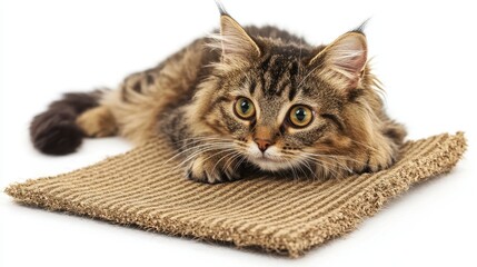 A single cat scratching pad isolated on a white background, great for promoting pet care solutions.