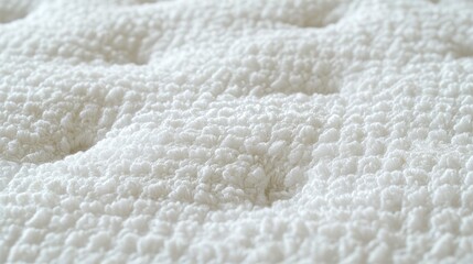 Close-up textured white fabric, plush surface, soft bedding detail, home textile background, ideal for website