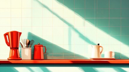 Bright Kitchen with Utensils and Safety Focus
