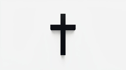 Contrast of a minimalist cross silhouette on a pure white background highlighting simplicity