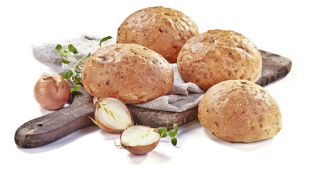 Buleczki z cebulą na desce © Jolaya