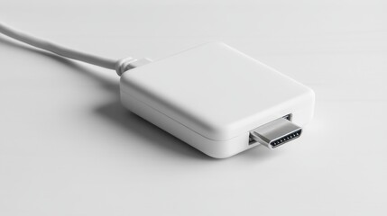Fototapeta premium image of a laptop charger on a white surface, perfect for promoting tech accessories.