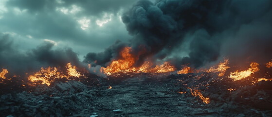 A burning waste heap with red glimmers of fire ins_005