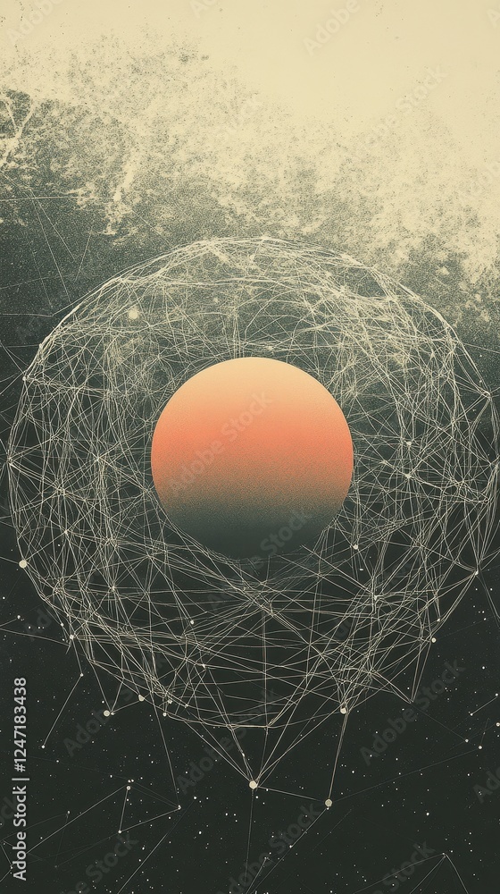 Poster cosmic orb encased in celestial web