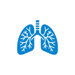 blue simple human lung icon.