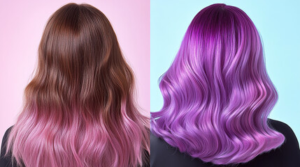 Fototapeta premium Transformative Hair Makeover with Vibrant Colors