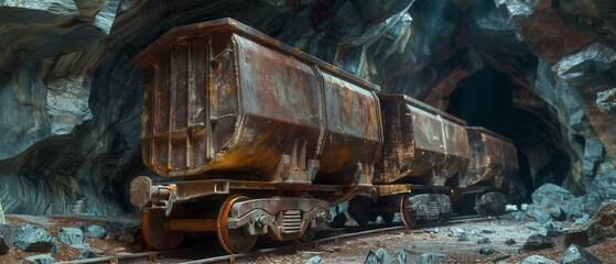 A freight car emerges from the mine to the surface_001