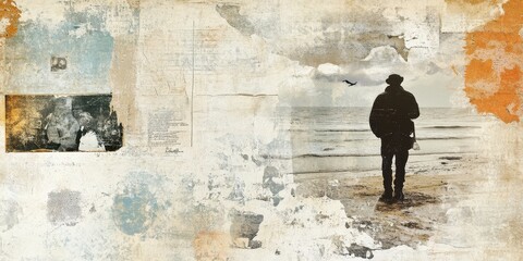 Solitary Figure Contemplates Ocean View Amidst Textured Wall
