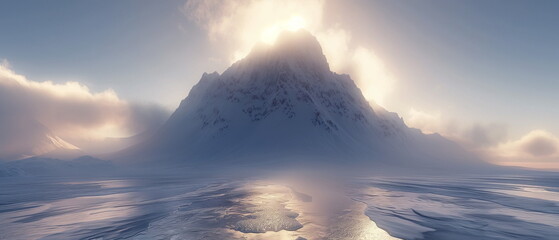 A frozen volcano covered in a thick layer of ice a_004
