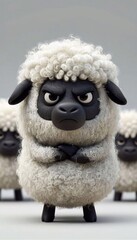 Obraz premium Angry lamb: an unexpected facial expression of a fluffy animal makes you smile