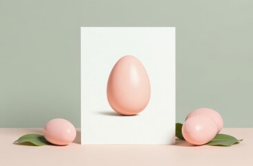 Fototapeta premium Brown egg with artistic reflection, unique and creative Easter composition