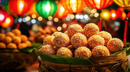 Sesame_seed_balls_in_woven_basket_at_night_market.