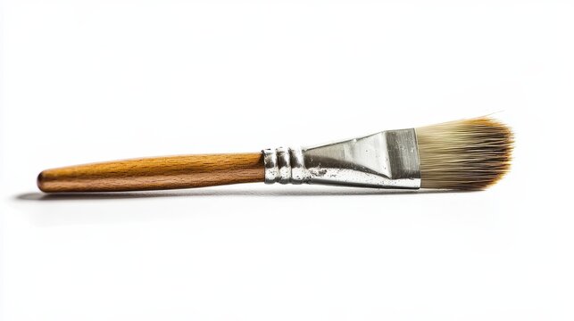 Isolated image of a paintbrush on a white surface, perfect for promoting arts and crafts products.