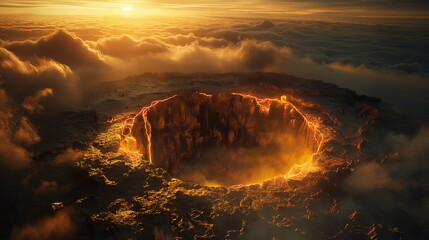 Fototapeta premium A giant karst sinkhole with perfectly round edges _007