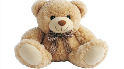 Obraz premium Isolated image of a plush teddy bear on a white background, ideal for promoting soft toy gifts.