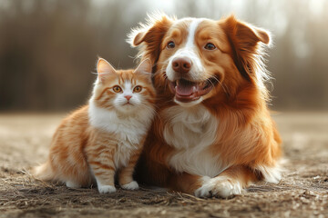 Fototapeta premium portrai of a cat and a dog