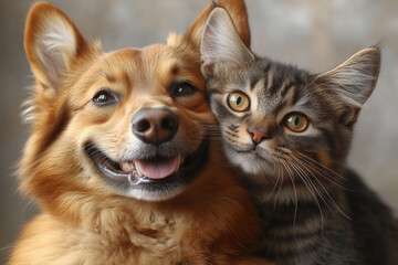 portrai of a cat and a dog
