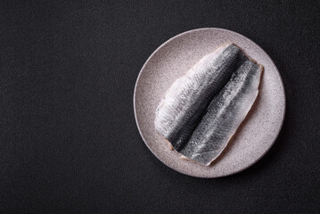 Herring fillet salted and marinated with salt, spices and oil
