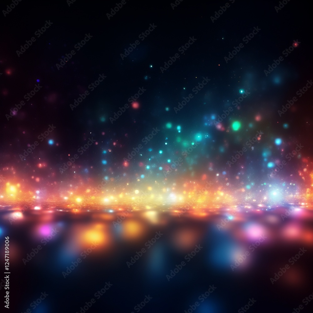Poster Captivating shimmering lights create an enchanting atmosphere in a dark environment during a nighttime event