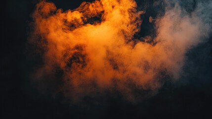 Dramatic abstract background with swirling dark orange smoke on a black backdrop. A mysterious, fiery, and atmospheric composition, ideal for fantasy, cinematic, and creative projects.