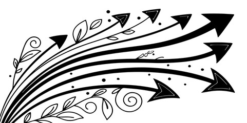 Abstract black and white direction arrow line different arrow icon collection design white background.