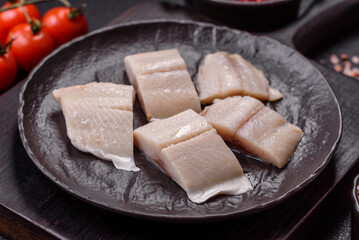Herring fillet salted and marinated with salt, spices and oil